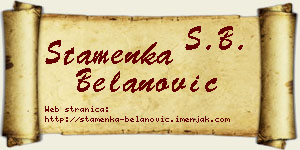Stamenka Belanović vizit kartica